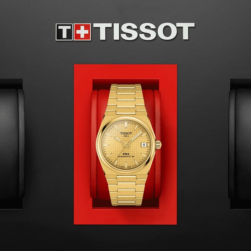 Tissot PRX Powermatic 80 Gold Dial Gold Steel Strap Watch for Men - T137.207.33.021.00