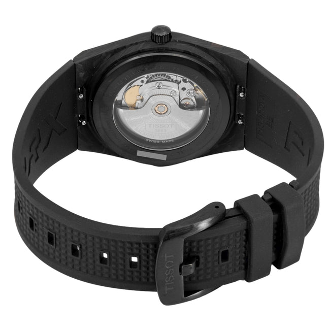 Tissot PRX Powermatic 80 Carbon Black Dial Black Rubber Strap Watch for Men - T137.907.97.201.00