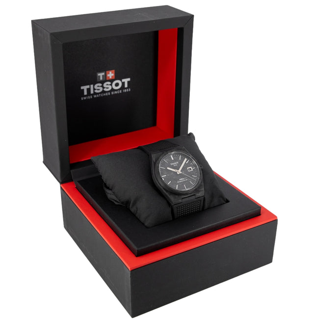 Tissot T137.907.97.201.00 PRX Powermatic 80 Men's Watch – Carbon Black Dial & Black Rubber Strap