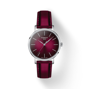 Tissot Everytime Lady Burgundy Dial Burgundy Leather Strap Watch for Women - T143.210.17.331.00