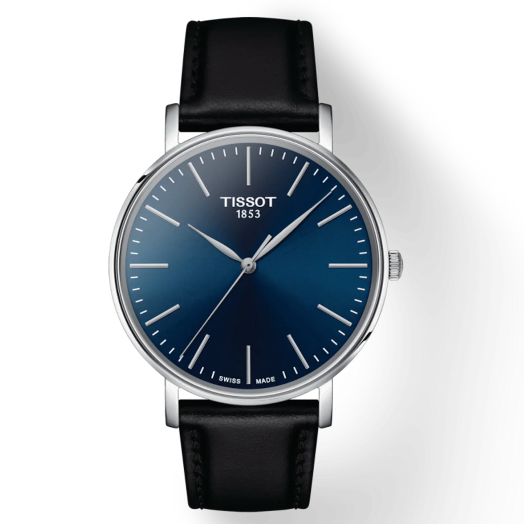 Tissot Everytime Gent Blue Dial Black Leather Strap Watch for Men - T143.410.16.041.00
