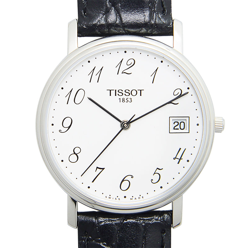 Tissot T Classic Desire White Dial Black Leather Strap Watch For Men - T52.1.421.12