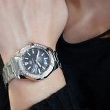 Tag Heuer Aquaracer Quartz Diamonds Black Dial Silver Steel Strap Watch for Women - WAY131P.BA0748