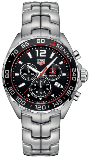 Tag Heuer Senna Chronograph Special Edition Black Dial Silver Steel Strap Watch for Men - CAZ1015.BA0883