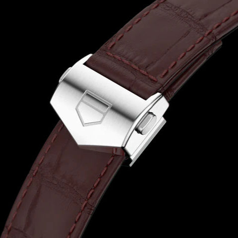 Tag Heuer Aquaracer Caliber 5 Black Dial Brown Leather Strap Watch for Men - WAY201M.FC6474