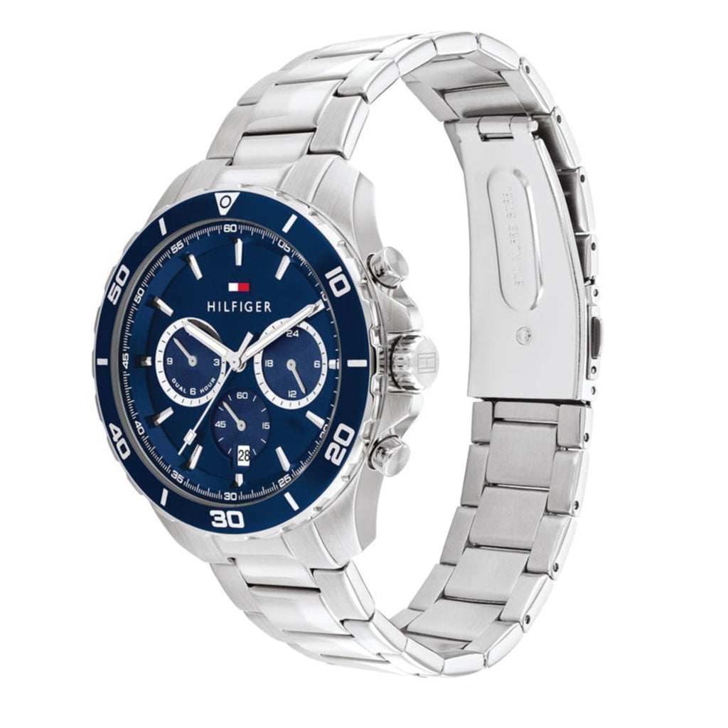Tommy Hilfiger Jordan Chronograph Blue Dial Silver Steel Strap Watch For Men - 1792094