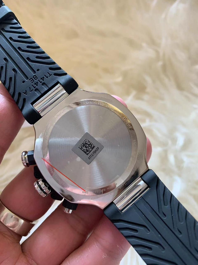 Tissot T141.417.17.011.00 T-Race Chronograph Men’s Watch – White Dial & Black Rubber Strap