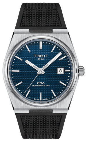 Tissot PRX Powermatic 80 Blue Dial Black Rubber Strap Watch for Men - T137.407.17.041.00