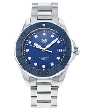 Tag Heuer Aquaracer Diamonds Blue Dial Silver Steel Strap Watch for Women - WAY131L.BA0748