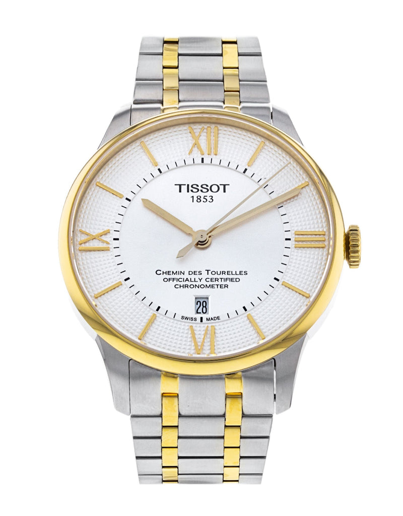 Tissot Chemin Des Tourelles Powermatic 80 Cosc Silver Dial Two Tone Steel Strap Watch For Men - T099.408.22.038.00