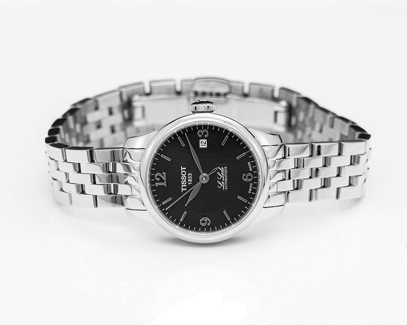 Tissot Le Locle Small Automatic Black Dial Silver Steel Strap Watch For Women - T41.1.183.54