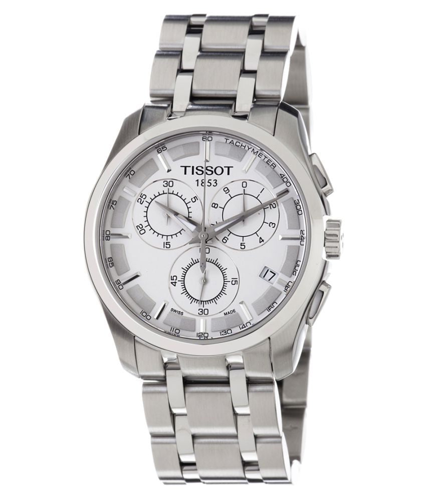 Tissot Couturier Chronograph White Dial Silver Steel Strap Watch For Men - T035.617.11.031.00