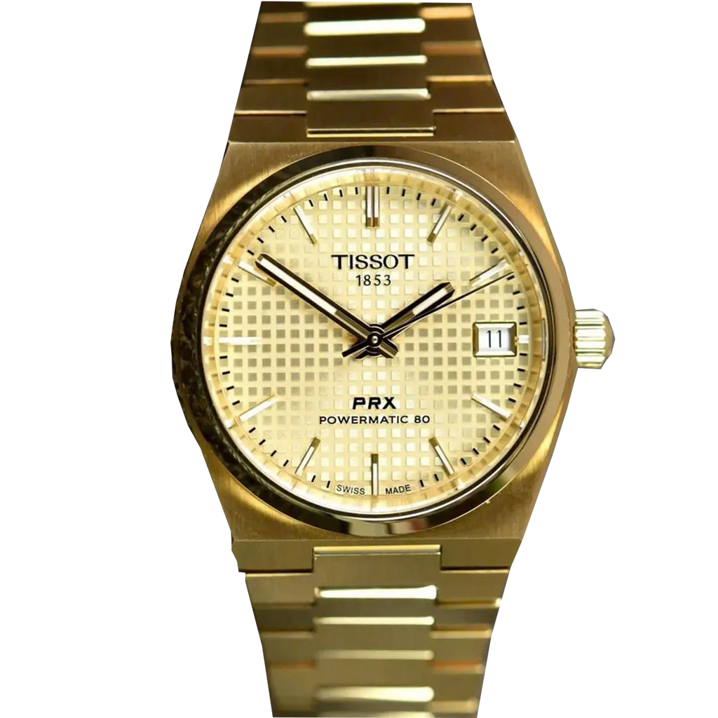 Tissot PRX Powermatic 80 Gold Dial Gold Steel Strap Watch for Men - T137.207.33.021.00