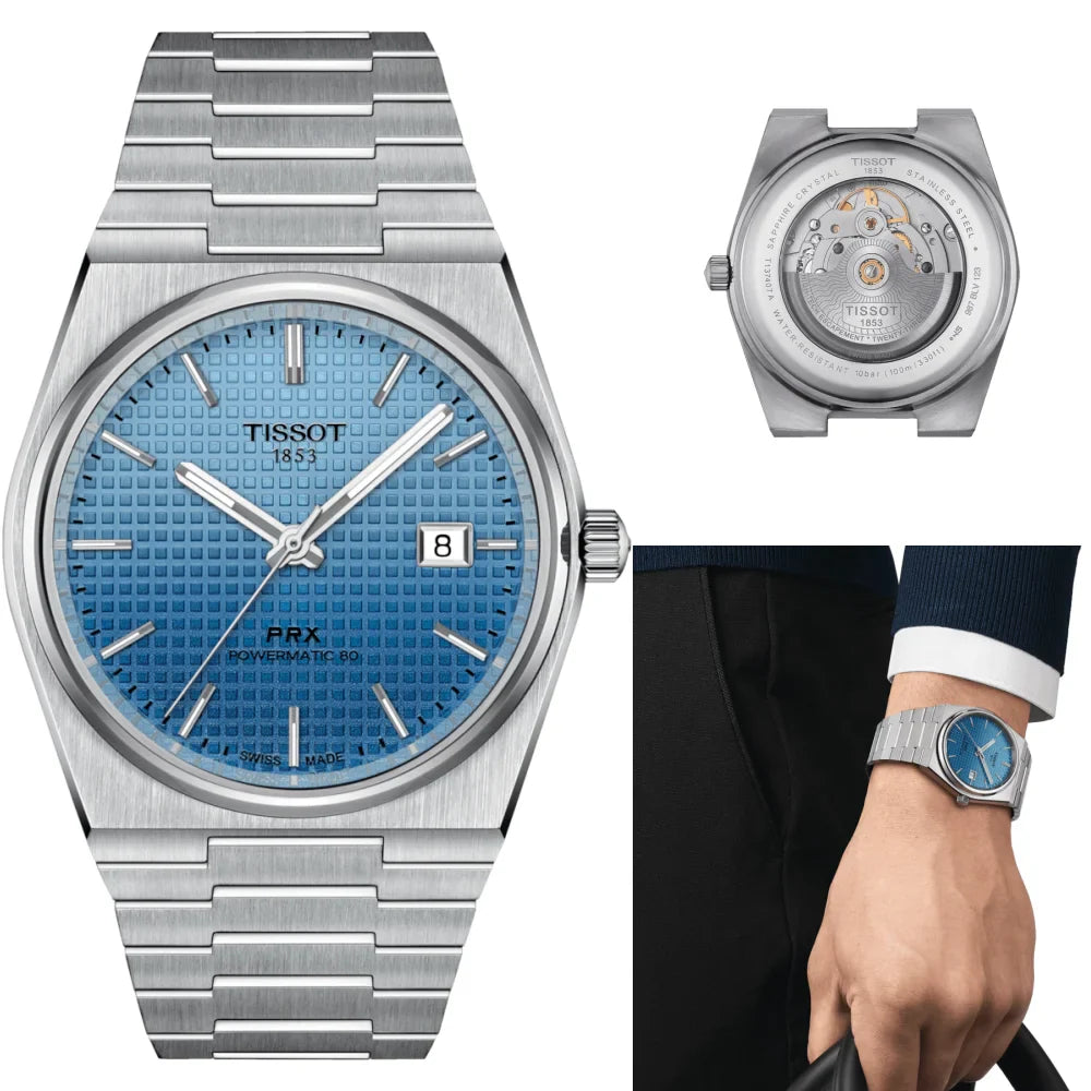 Tissot PRX Powermatic 80 Gradient Blue Dial Silver Steel Strap Watch for Men - T137.407.11.351.01