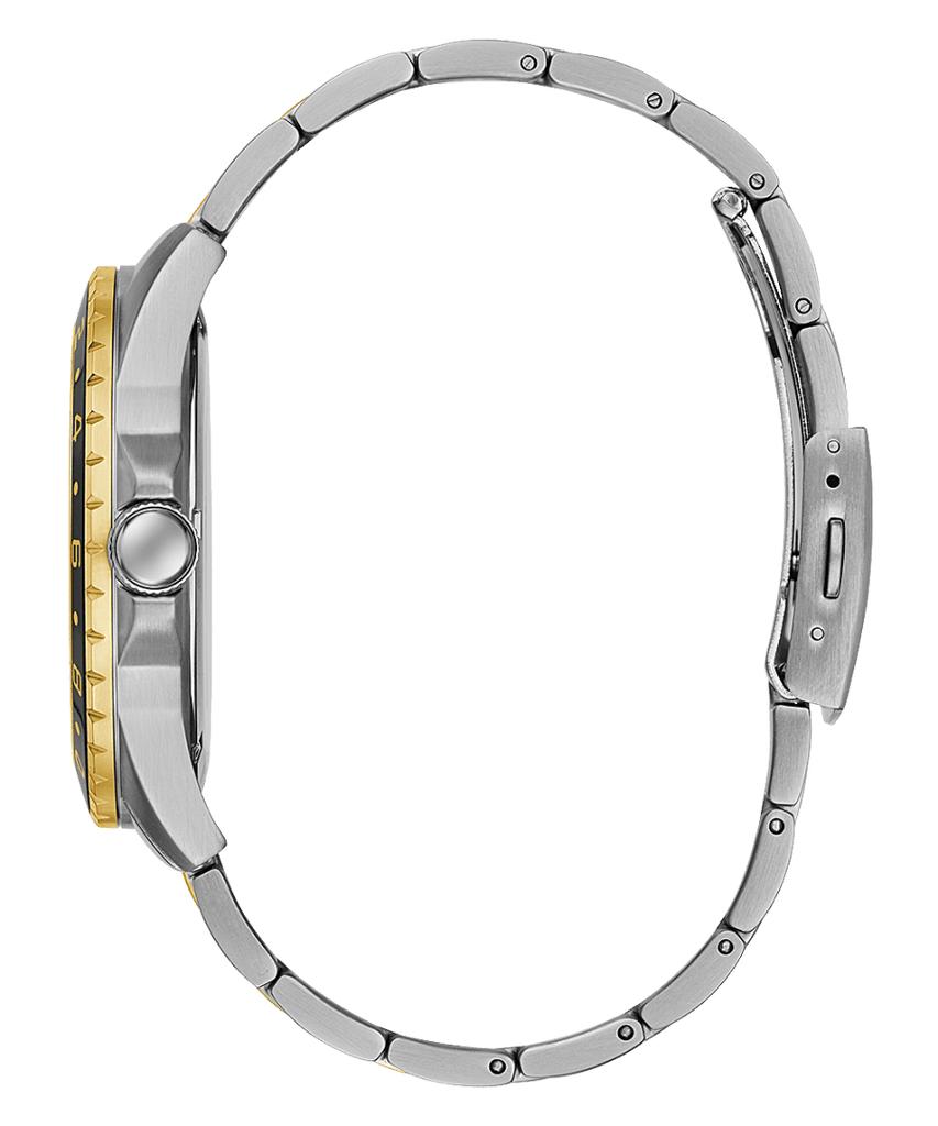 Guess Odyssey Black Dial Two Tone Steel Strap Watch For Men - W1107G6