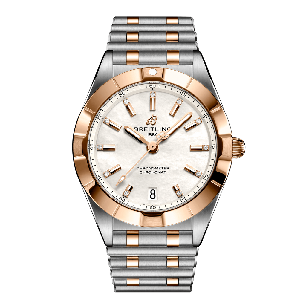 Breitling Chronomat B02 18K Red Gold White Dial Two Tone Steel Strap Watch for Men - U77310101A2U1