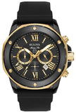 Bulova Marine Star Chronograph 98B278 Men's Watch – Black Dial with Black Rubber Strap