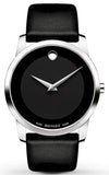 Movado 606502 Museum Men's Watch – Black Dial & Black Leather Strap