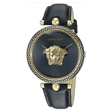 Versace Palazzo Empire Black Dial Black Leather Strap Watch for Women - VCO020017