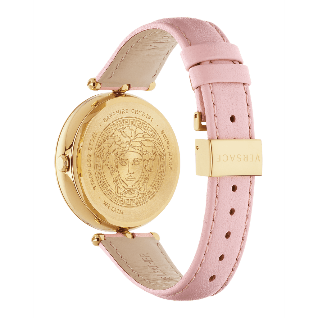 Versace Palazzo Empire Pink Dial Pink Leather Strap Watch for Women - VCO030017
