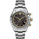 Versace Classic Chronograph Quartz Black Dial Silver Steel Strap Watch For Men - VEV700419
