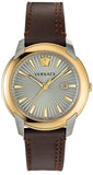 Versace VELQ00219 V-Urban Quartz Men's Watch – Grey Dial & Brown Leather Strap