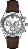 Versace VEV700119 Classic Chronograph Quartz Men's Watch – Silver Dial & Brown Leather Strap
