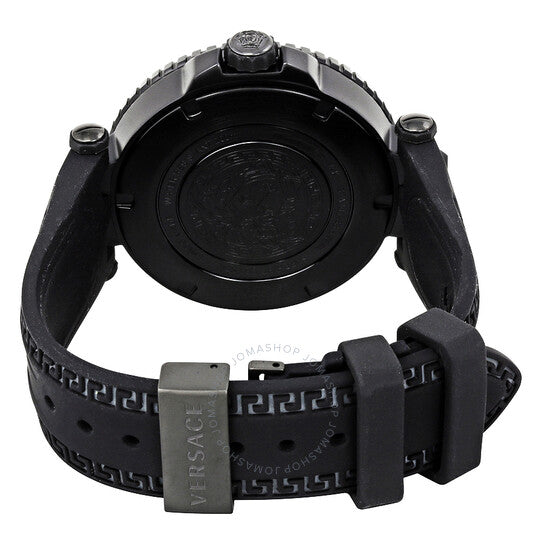 Versace V-Race Diver Black Dial Black Rubber Strap Watch for Men - VAB050016