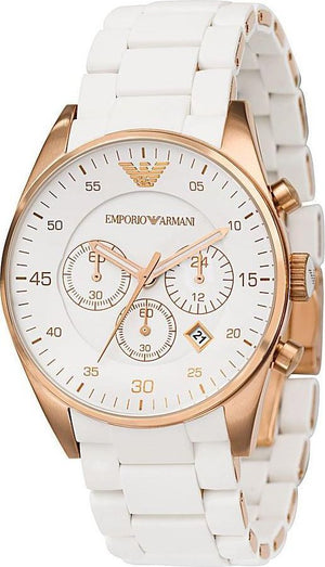 🎁 Emporio Armani AR5919 Sportivo Men's Watch – White Dial & White Rubber Strap (100% off)