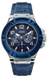 Guess W0040G7 Rigor Multifunction Chronograph Men's Watch – Blue Dial & Blue Leather Strap