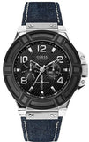 Guess W0040G9 Indovina Quartz Men's Watch – Black Dial & Black Leather Strap