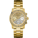 Guess Confetti Diamonds Silver Dial Gold Steel Strap Watch for Women - W0774L5