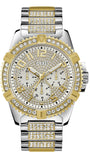 Guess W0799G4 Frontier Chronograph Men’s Watch – Silver Dial & Two Tone Steel Strap with Crystals