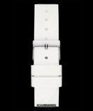Guess Swirl Quartz Silver Dial White Silicone Strap Watch for Women - W1096L1