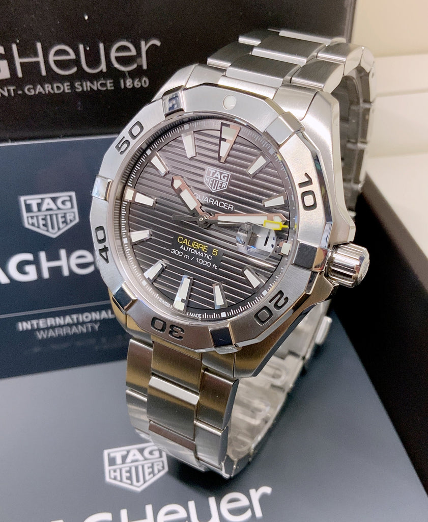 Tag Heuer Aquaracer Calibre 5 Men's Watch WBD2113.BA0928 – Grey Dial with Silver Steel Strap