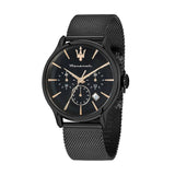 Maserati Epoca Chronograph Black Dial Black Mesh Strap Watch For Men - R8873618013