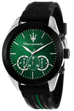 Maserati R8871612043 Traguardo Chronograph Men's Watch – Green Dial & Black Silicone Strap