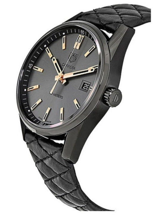 Tag Heuer Carrera Special Edition Black Dial Black Leather Strap Watch for Women - WAR1113.FC6392