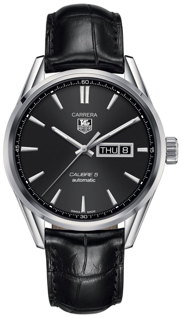 Tag Heuer Carrera Automatic 41mm Black Dial Black Leather Strap Watch for Men - WAR201A.FC6266