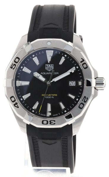 Tag Heuer Aquaracer Quartz Black Dial Black Rubber Strap Watch for Men -  WBD1110.FT8021