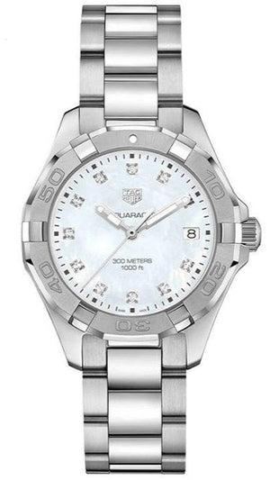 Tag Heuer Aquaracer Diamonds Mother of Pearl Dial Silver Steel Strap Watch for Women - WBD131B.BA0748