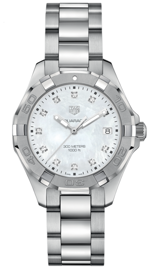 Tag Heuer Aquaracer Diamonds Mother of Pearl Dial Silver Steel Strap Watch for Women - WBD131B.BA0748