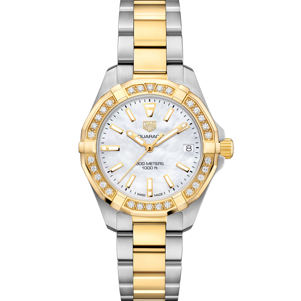 Tag Heuer Aquaracer Diamonds Mother of Pearl Dial Two Tone Steel Strap Watch for Women - WBD1321.BB0320