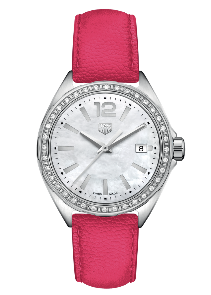 Tag Heuer Formula 1 Quartz Mother of Pearl Dial Pink Leather Strap Watch for Women - WBJ131A.FC8252