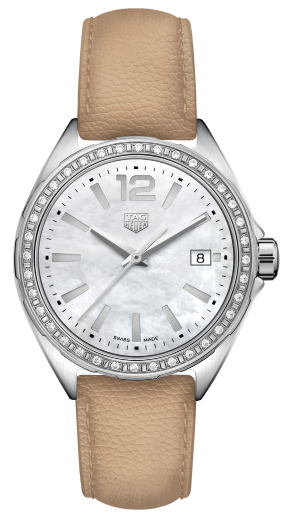 Tag Heuer Formula 1 Quartz Diamonds Mother of Pearl Dial Beige Leather Strap Watch for Women - WBJ131A.FC8254