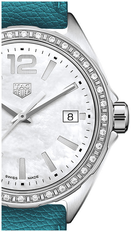 Tag Heuer Formula 1 Quartz Diamonds Mother of Pearl Dial Blue Leather Strap Watch for Women - WBJ131A.FC8256