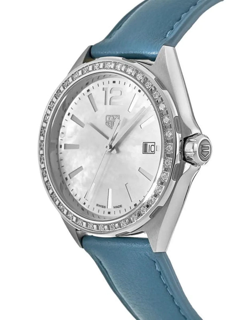 Tag Heuer Formula 1 Quartz Diamonds Mother of Pearl Dial Blue Leather Strap Watch for Women - WBJ131A.FC8256