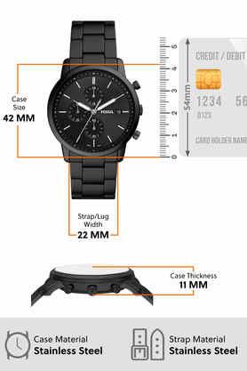 Fossil Townsman Chronograph Black Dial Black Steel Strap Watch for Men - FS5379