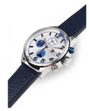 Tommy Hilfiger Jackson Silver Dial Black Leather Strap Watch for Men - 1791240