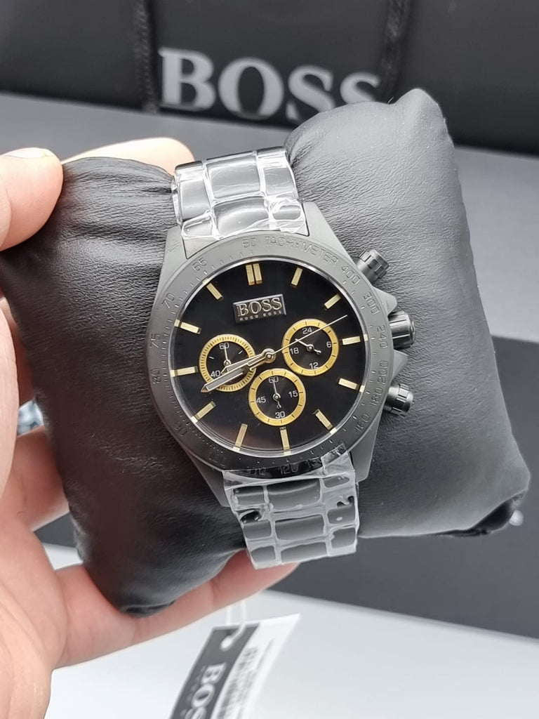 Hugo Boss Ikon Black Dial Black Steel Strap Watch for Men - 1513278